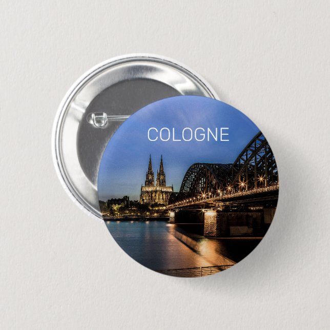 Chapa Redonda De 5 Cm Cologne Cityscape Alemania Dom Noche Souvenir (Anverso y reverso)