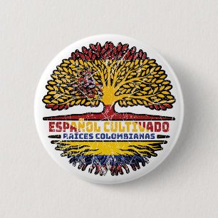 Chapa Redonda De 5 Cm Colombia España Colombia Bandera de árboles españo