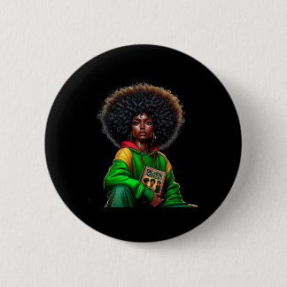 Chapa Redonda De 5 Cm Color de la Reina Negra Africana Afro - Mono de la