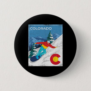 Chapa Redonda De 5 Cm Colorado - Snowboarder Snowboard Snowboarder