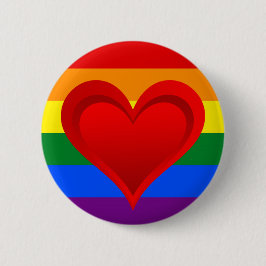 Chapa Redonda De 5 Cm COLORES DE BANDERA DE RAINBOW y corazón rojo + tus