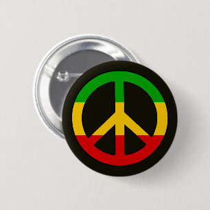 Chapa Redonda De 5 Cm Colores de la bandera Rasta Símbolo de la paz