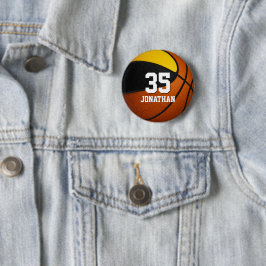 Chapa Redonda De 5 Cm colores del equipo de baloncesto de oro negro con 