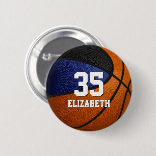 Chapa Redonda De 5 Cm colores del equipo de baloncesto negro azul con no