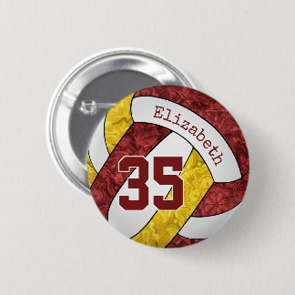 Chapa Redonda De 5 Cm colores del equipo de voleibol de oro de maroon gi