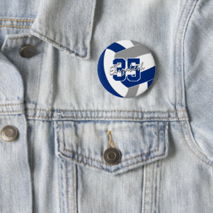 Chapa Redonda De 5 Cm colores del equipo de voleibol gris azul