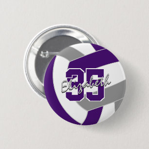 Chapa Redonda De 5 Cm colores del equipo de voleibol gris morado