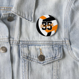 Chapa Redonda De 5 Cm colores del equipo de voleibol naranja negro