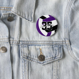 Chapa Redonda De 5 Cm colores del equipo de voleibol negro púrpura