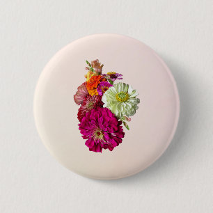 Chapa Redonda De 5 Cm Colores mixtos de Zinnia Bouquet