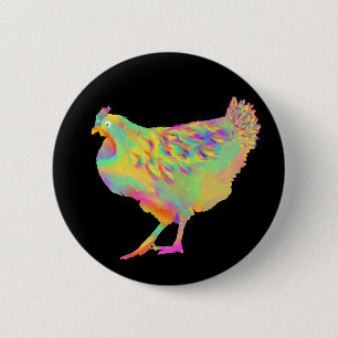 Chapa Redonda De 5 Cm Colorida granja divertida de pollo humorístico art
