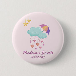 Chapa Redonda De 5 Cm Colorida tarjeta de cumpleaños de paraguas con nub