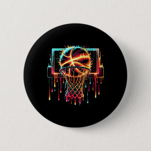 Chapa Redonda De 5 Cm Colorido Básquetbol Rasgo Color Splash Hoop Net