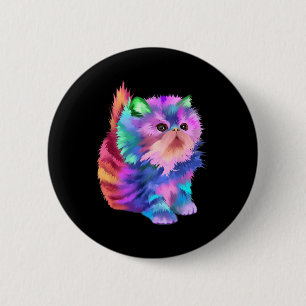 Chapa Redonda De 5 Cm Colorido Cute Funny Rainbow Kitten Rave Psychedeli