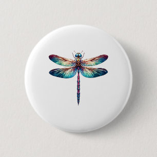 Chapa Redonda De 5 Cm Colorido Dragonfly Watercolor Art Insect Lover Oíd