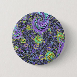 Chapa Redonda De 5 Cm Colorido Groovy Boho Hippie Funky Resumen fractal