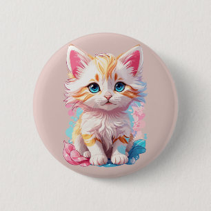 Chapa Redonda De 5 Cm Colorido Kawaii Kitten