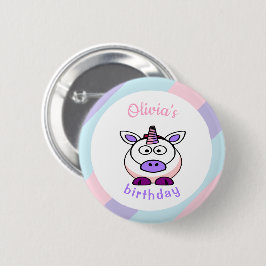 Chapa Redonda De 5 Cm Colorido pastel de cumpleaños unicornio personaliz