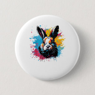 Chapa Redonda De 5 Cm Colorido Splash Art Cute Holandés Rabbit Lover