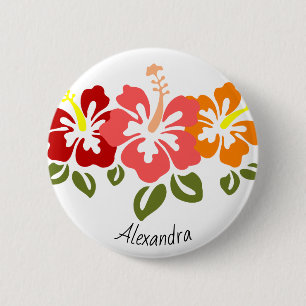 Chapa Redonda De 5 Cm Colorido trío hibiscus personalizado