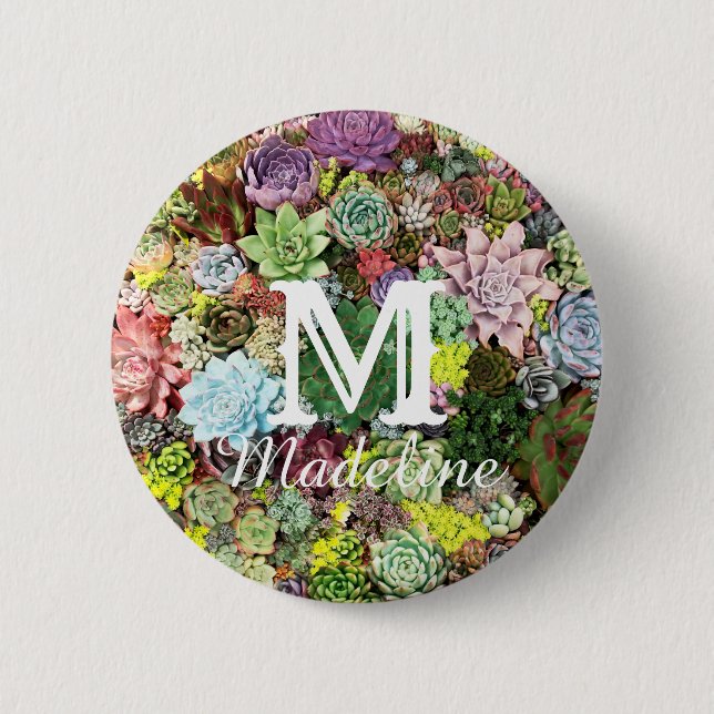 Chapa Redonda De 5 Cm Coloridos Suculentos (Anverso)