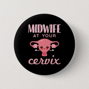 Chapa Redonda De 5 Cm Comadrona En Su Comadrona Cervix