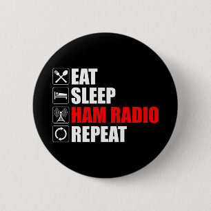Chapa Redonda De 5 Cm Come. Duerme. Radio Ham. Repite