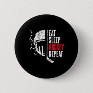 Chapa Redonda De 5 Cm Come Hockey de Sueño Repetir Divertido Hockey