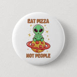 Chapa Redonda De 5 Cm Come pizza no personas