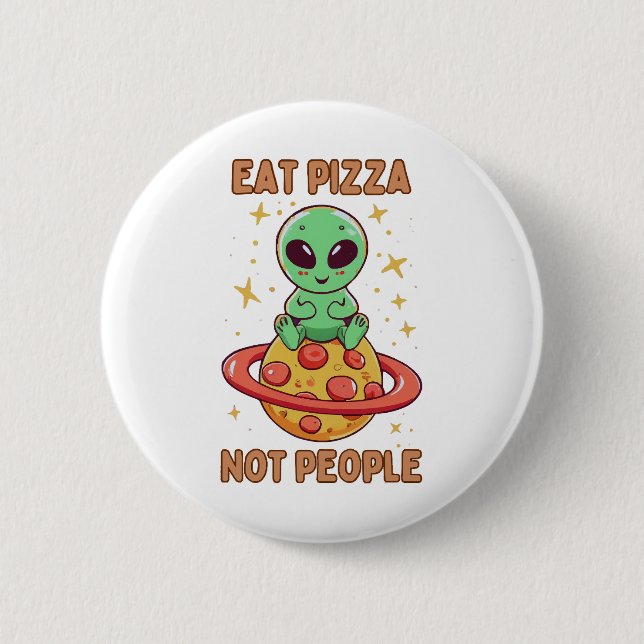 Chapa Redonda De 5 Cm Come pizza no personas (Anverso)