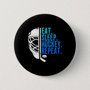 Chapa Redonda De 5 Cm Comer Dormir Hockey Repetir Chicos Divertidos Juga
