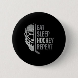 Chapa Redonda De 5 Cm Comer Dormir Hockey Repetir Divertidos Jugadores d