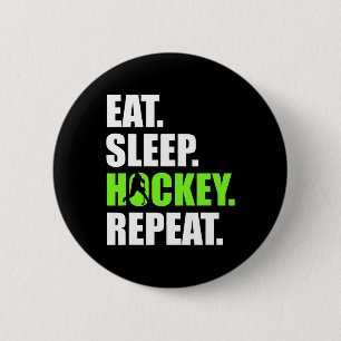 Chapa Redonda De 5 Cm Comer Dormir Hockey Repetir Divertidos Jugadores d