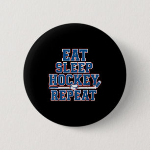 Chapa Redonda De 5 Cm Comer Dormir Hockey Repetir Hockey Sobre Hielo Par