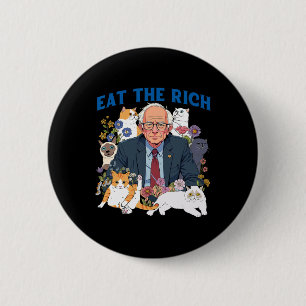 Chapa Redonda De 5 Cm Comer El Rico Gato Floral Bernie Sanders Se Resist