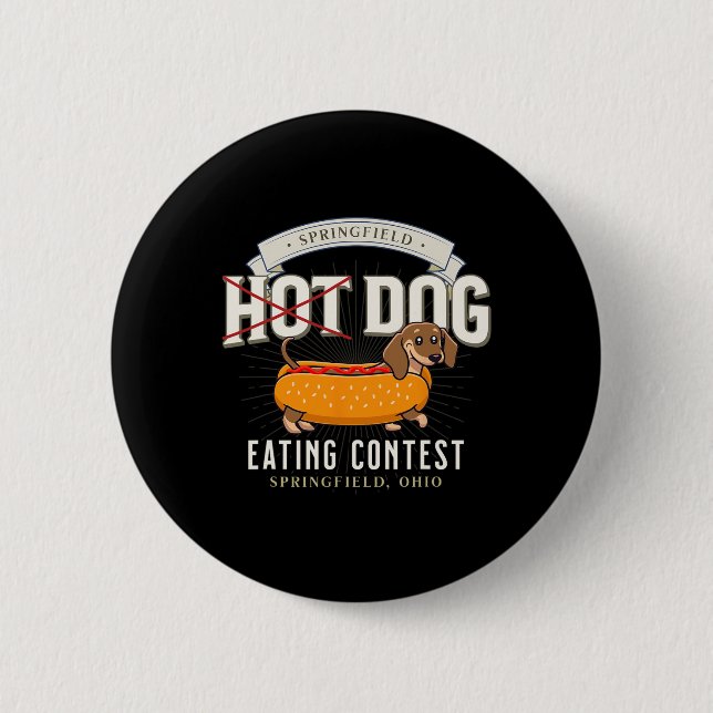 Chapa Redonda De 5 Cm Comer Perro En Springfield Ohio (Anverso)
