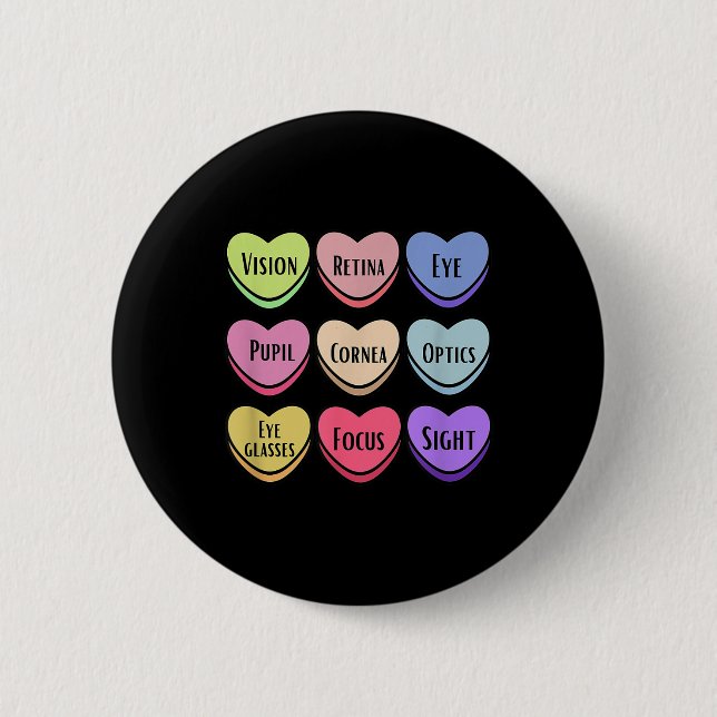 Chapa Redonda De 5 Cm Comfy Creations Valentines Opticist Vision Therapi (Anverso)