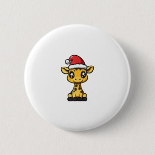 Chapa Redonda De 5 Cm Cómic De Navidades Cuitos Giraffe Xmas