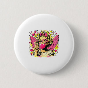 Chapa Redonda De 5 Cm Cómic de San Valentín Cúpido Corazón Ángel Amor Fi