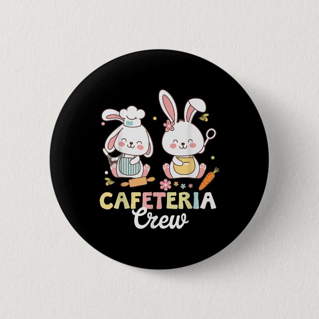 Chapa Redonda De 5 Cm Comida de conejito dulce Lady Cafeteria Crew Feliz (Anverso)
