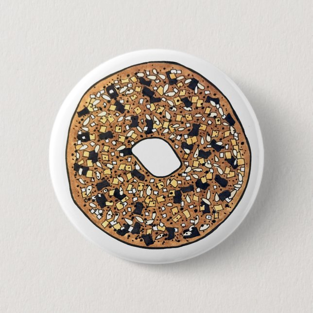 Chapa Redonda De 5 Cm Comida de desayuno Todo Poppy Sesame Seed Bagel (Anverso)