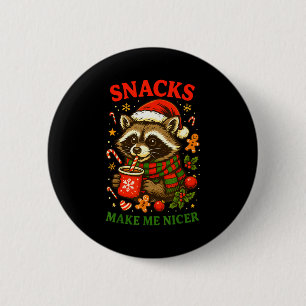 Chapa Redonda De 5 Cm Comida divertida de Navidad para mapaches salvajes