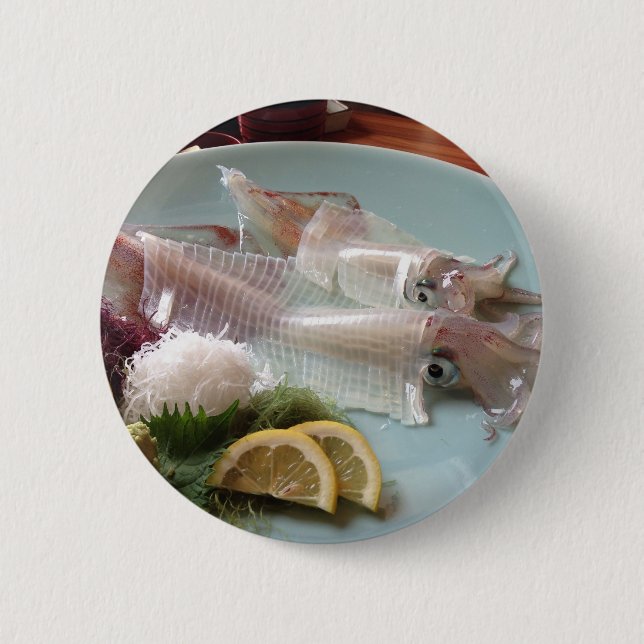 Chapa Redonda De 5 Cm Comida japonesa de sashimi de calamar para servir  (Anverso)