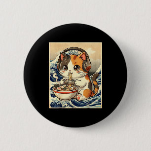 Chapa Redonda De 5 Cm Comida Ramen Gato Anime Jugador Arte Japonés Retro