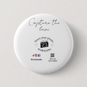 Chapa Redonda De 5 Cm comparte el amor boda qr pareja amor nombre fecha