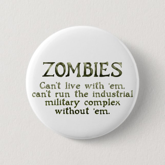 Chapa Redonda De 5 Cm Complejo militar industrial Zombies (Anverso)
