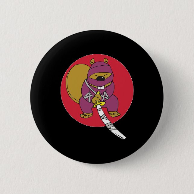 Chapa Redonda De 5 Cm Cómplice. Ninja Beaver (Anverso)