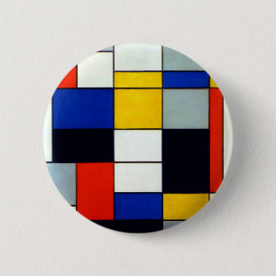Chapa Redonda De 5 Cm Composición A de mondrian piet