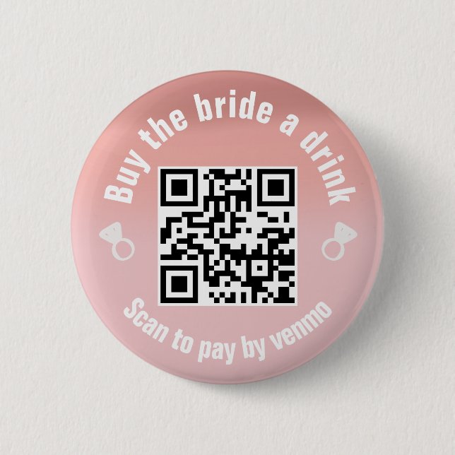 Chapa Redonda De 5 Cm Compra a la novia una bebida código QR (Anverso)