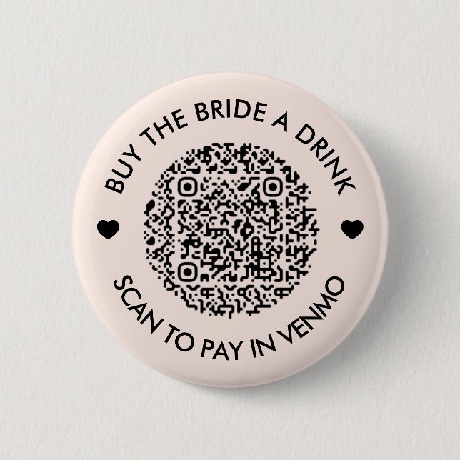 Chapa Redonda De 5 Cm Compra A La Novia Una Bebida Rosa QR Code (Anverso)